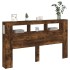 Cabecero LED madera ingeniería roble ahumado 180x18,5x103,5