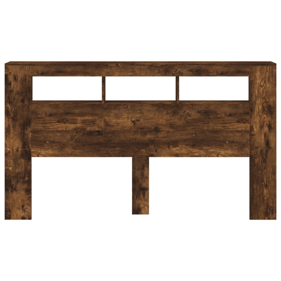 Cabecero LED madera ingeniería roble ahumado 180x18,5x103,5