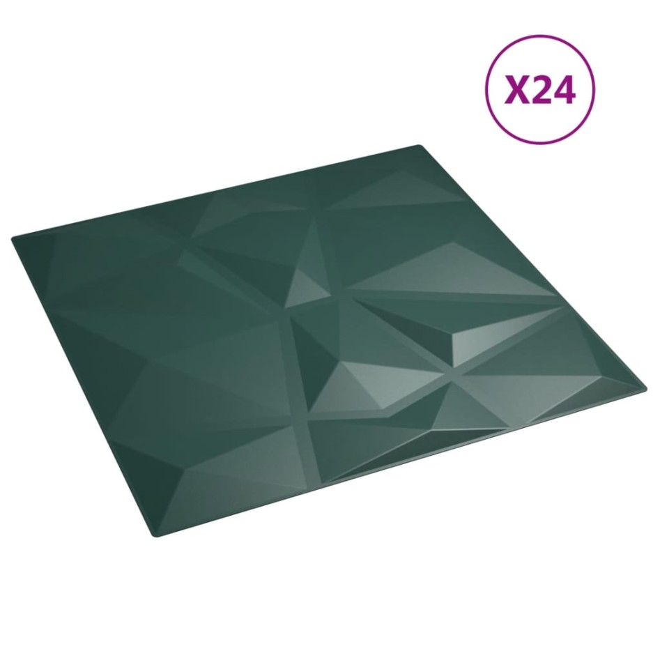Paneles de pared 24 uds XPS diamante verde 50x50 cm 6