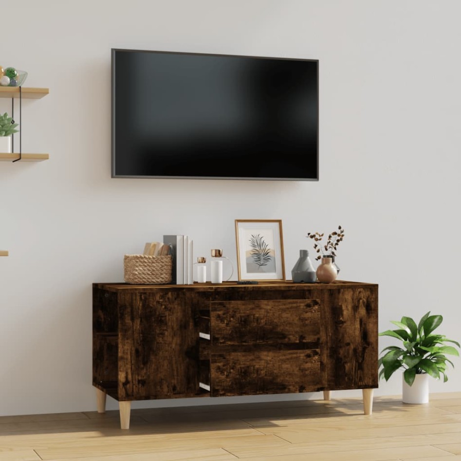 Mueble de TV madera contrachapada roble ahumado 102x44,5x50