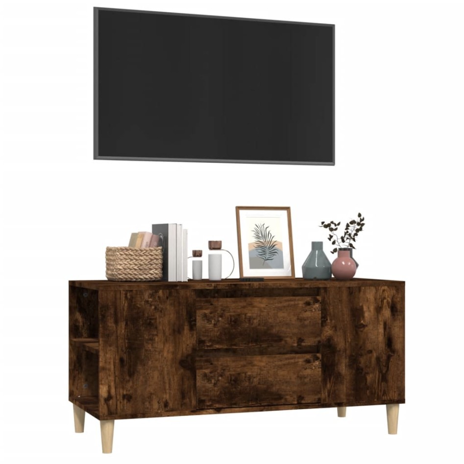 Mueble de TV madera contrachapada roble ahumado 102x44,5x50