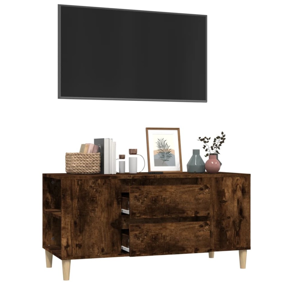 Mueble de TV madera contrachapada roble ahumado 102x44,5x50