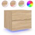 Mesitas de noche de pared con luces LED 2 unidades roble