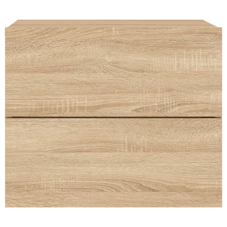 Mesitas de noche de pared con luces LED 2 unidades roble