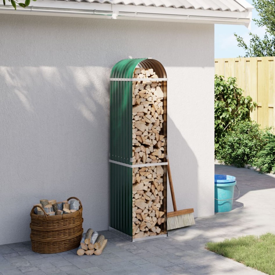 Leñero de acero galvanizado verde 40x45x170
