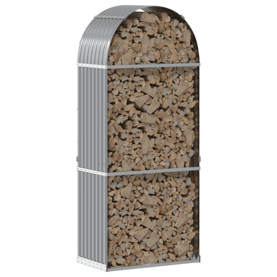 Leñero de acero galvanizado gris claro 80x45x190