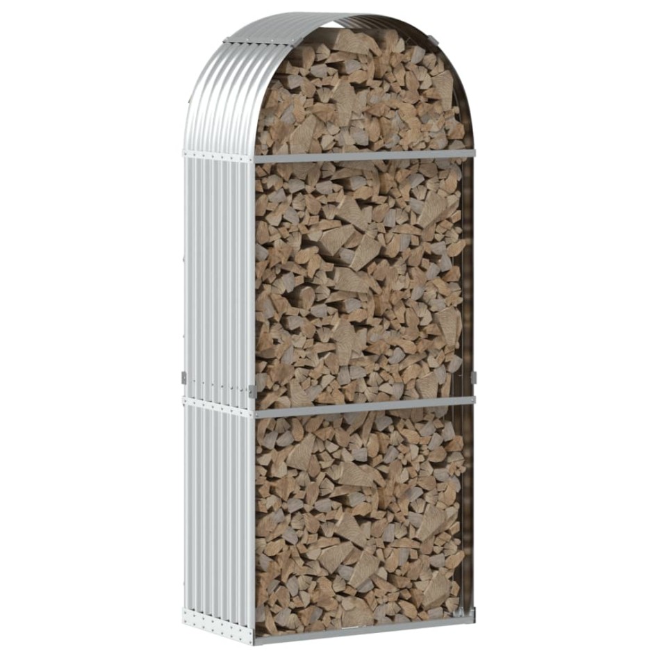 Leñero de acero galvanizado plateado 80x45x190