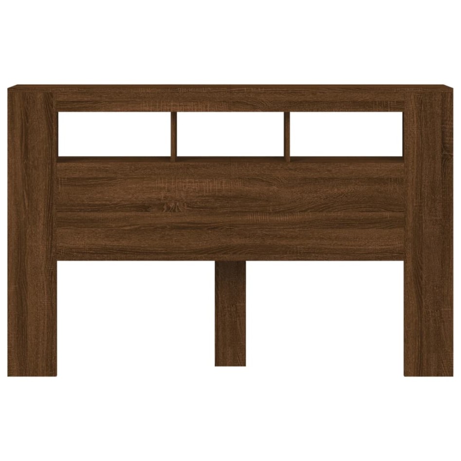 Cabecero LED madera ingeniería marrón roble 160x18,5x103,5