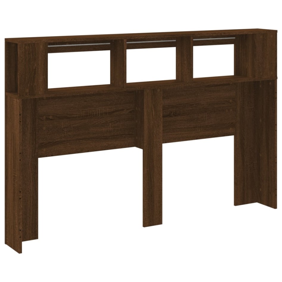 Cabecero LED madera ingeniería marrón roble 160x18,5x103,5