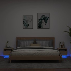 Mesitas de noche con luces LED 2 uds roble Sonoma 40x39x37