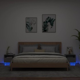 Mesitas de noche con luces LED 2 unidades negro 40x39x37