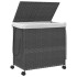 Cesto para ropa sucia con ruedas ratán gris 60x35x60,5