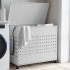 Cesto para ropa sucia con ruedas ratán blanco 66x35x60