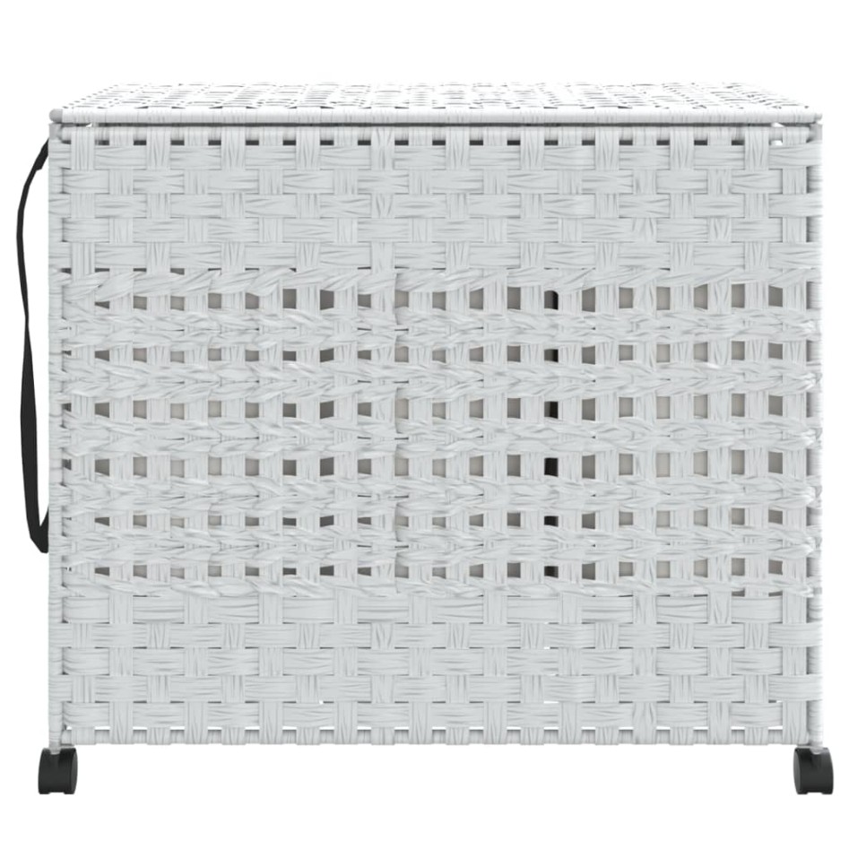 Cesto para ropa sucia con ruedas ratán blanco 66x35x60