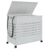 Cesto para ropa sucia con ruedas ratán blanco 66x35x60