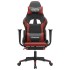 Silla gaming masaje reposapiés cuero sintético negro rojo