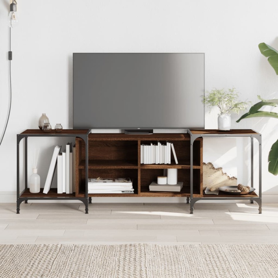 Mueble de TV madera de ingeniería marrón roble 153x37x50