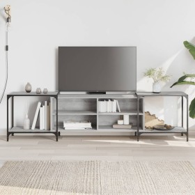 Mueble de TV madera de ingeniería gris Sonoma 203x37x50