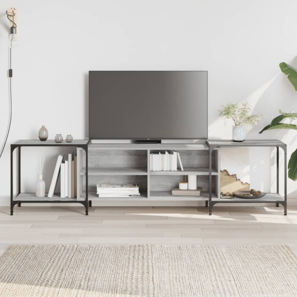 Mueble de TV madera de ingeniería gris Sonoma 203x37x50