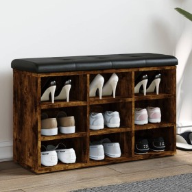 Banco zapatero madera de ingeniería roble ahumado 82x32x50