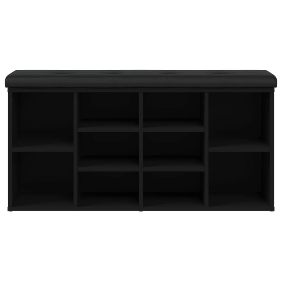 Banco zapatero madera de ingeniería negro 102x32x50