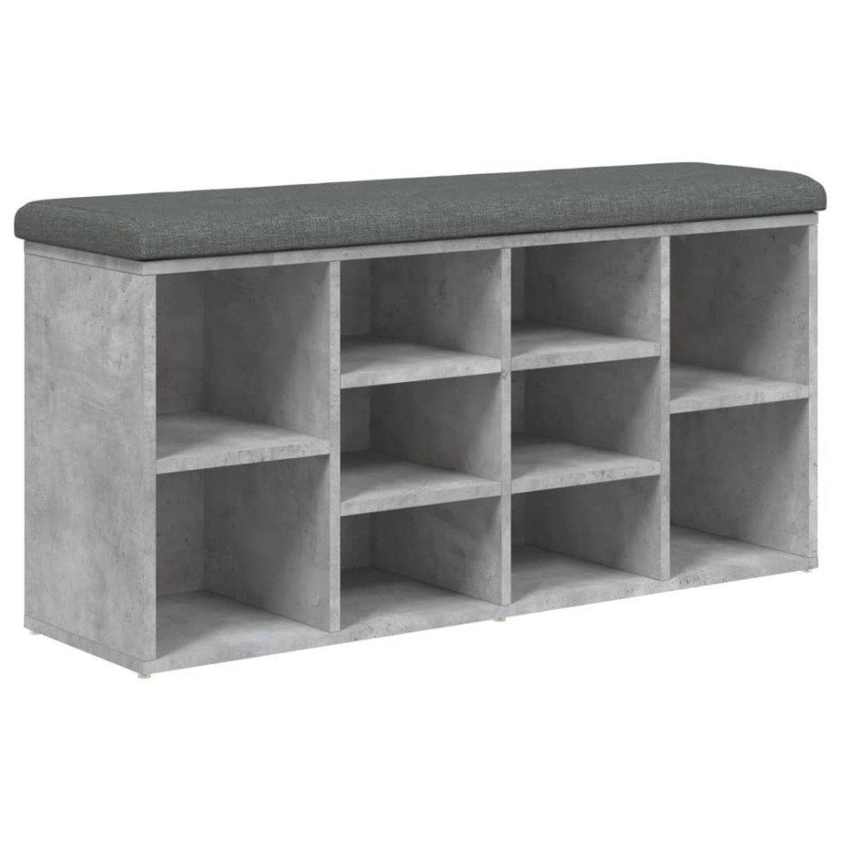Banco zapatero madera de ingeniería gris hormigón 102x32x50