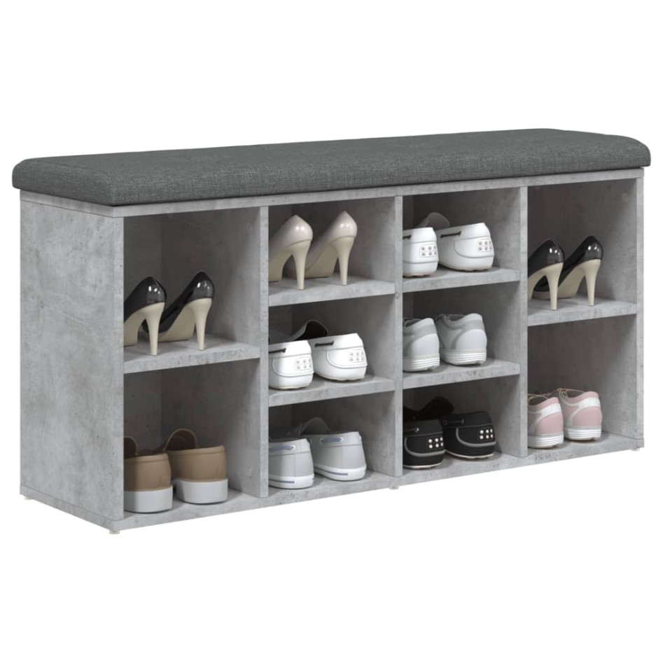 Banco zapatero madera de ingeniería gris hormigón 102x32x50