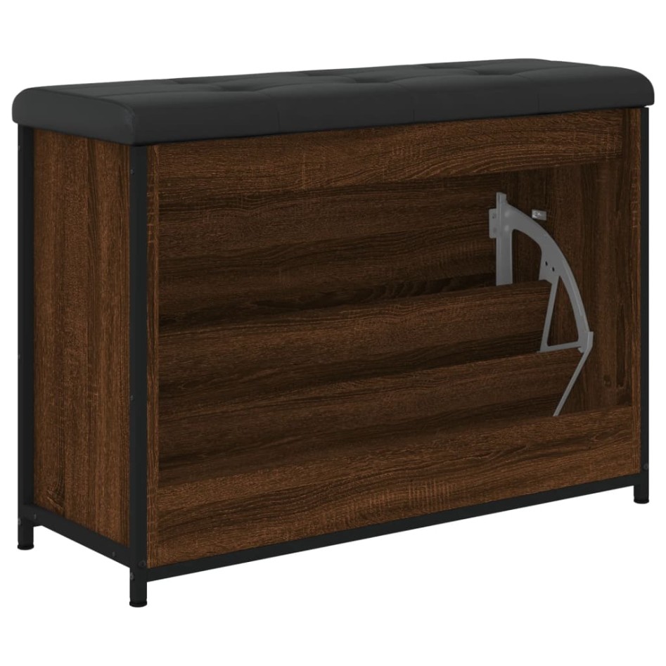 Banco zapatero con cajón abatible roble marrón 82x32x56