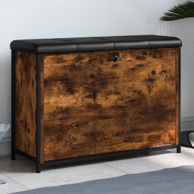 Banco zapatero con cajón abatible roble ahumado 82x32x56