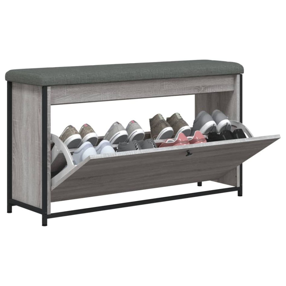 Banco zapatero con cajón abatible gris Sonoma 102x32x56