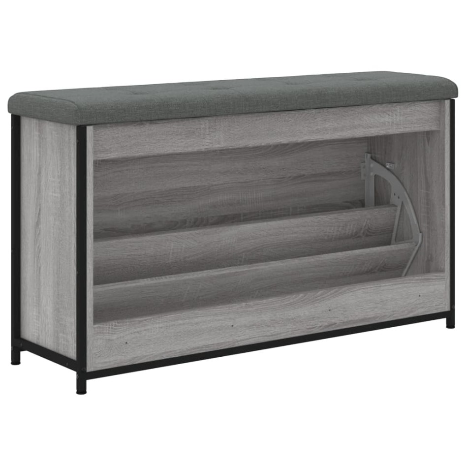 Banco zapatero con cajón abatible gris Sonoma 102x32x56