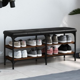 Banco zapatero madera de ingeniería marrón roble 102x32x47