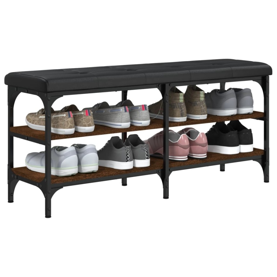 Banco zapatero madera de ingeniería marrón roble 102x32x47