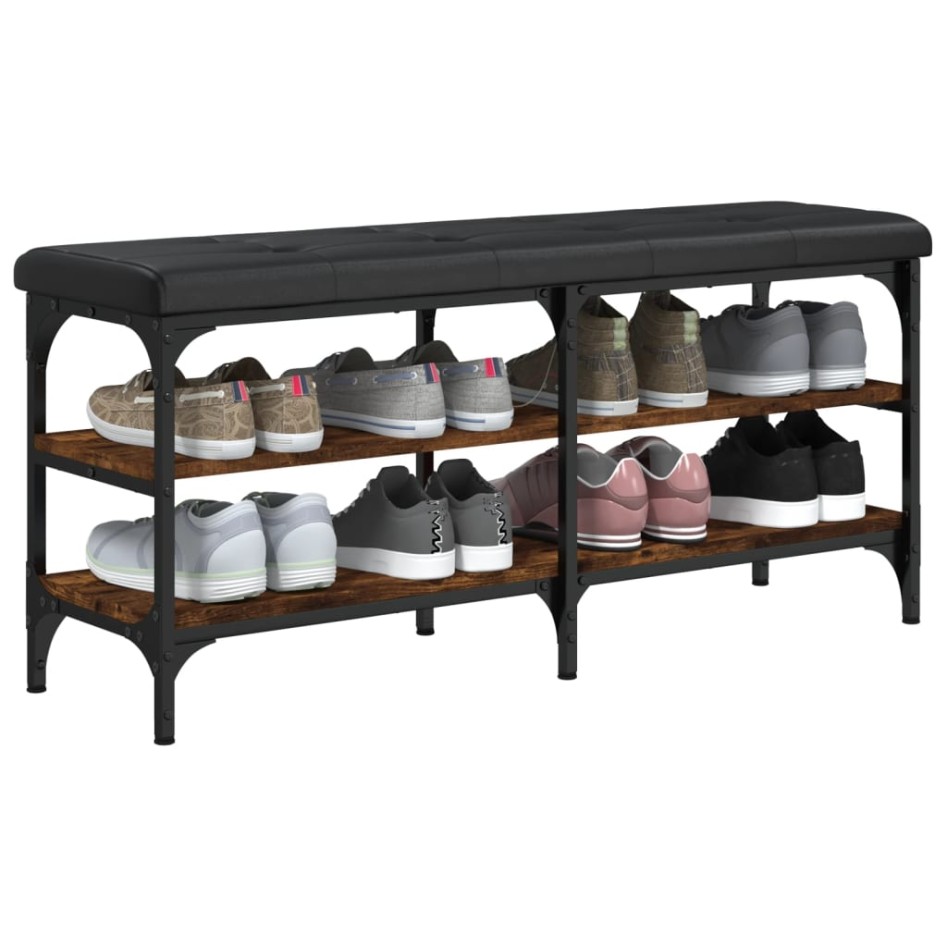 Banco zapatero madera de ingeniería roble ahumado 102x32x47