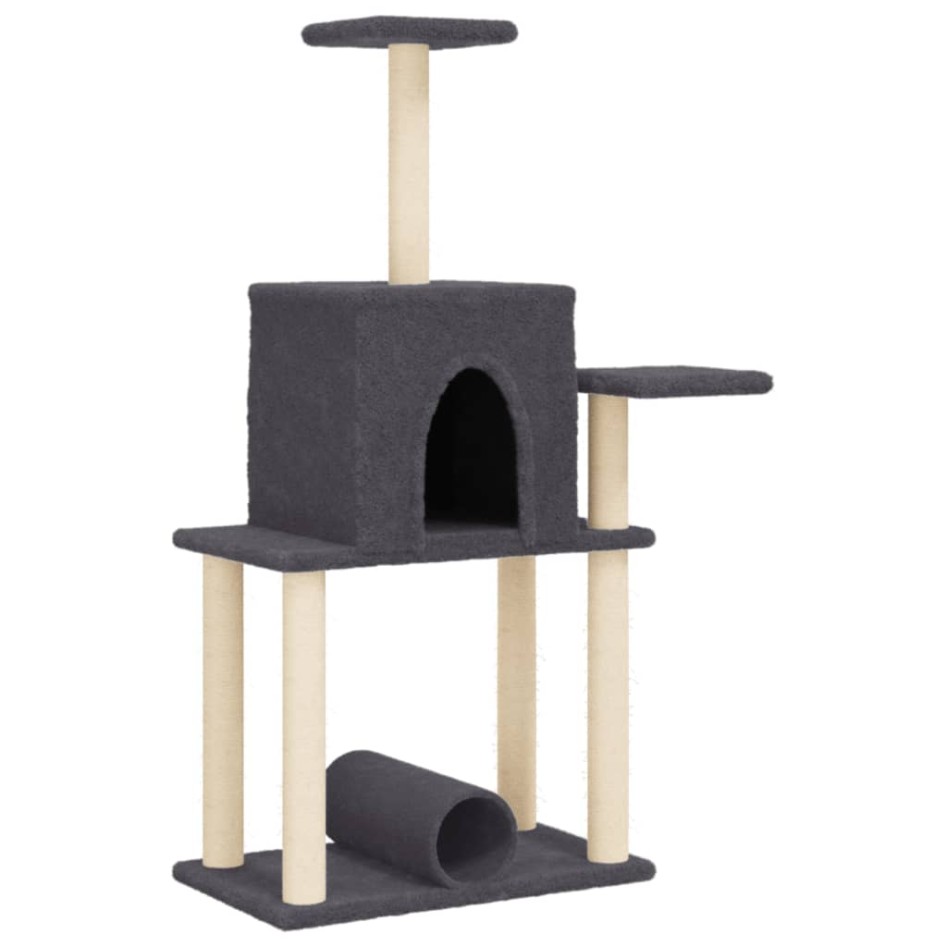 Rascador para gatos con postes de sisal gris oscuro 122