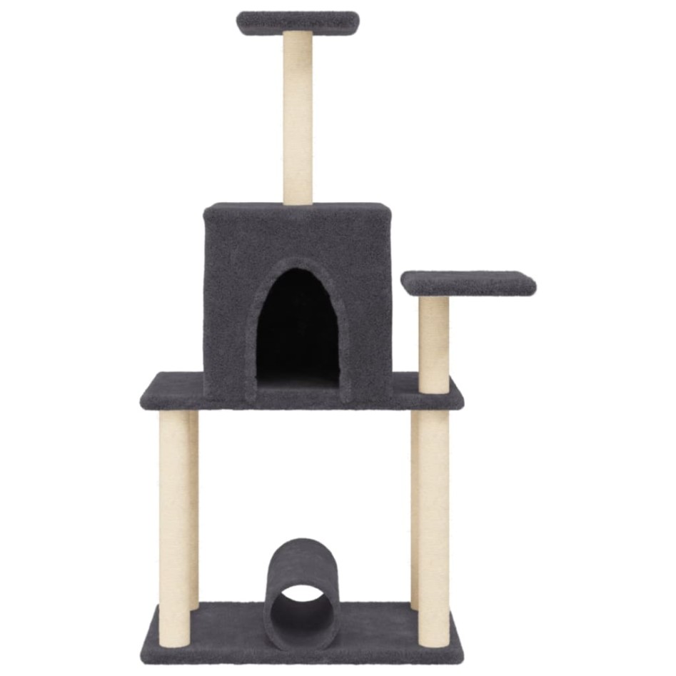Rascador para gatos con postes de sisal gris oscuro 122
