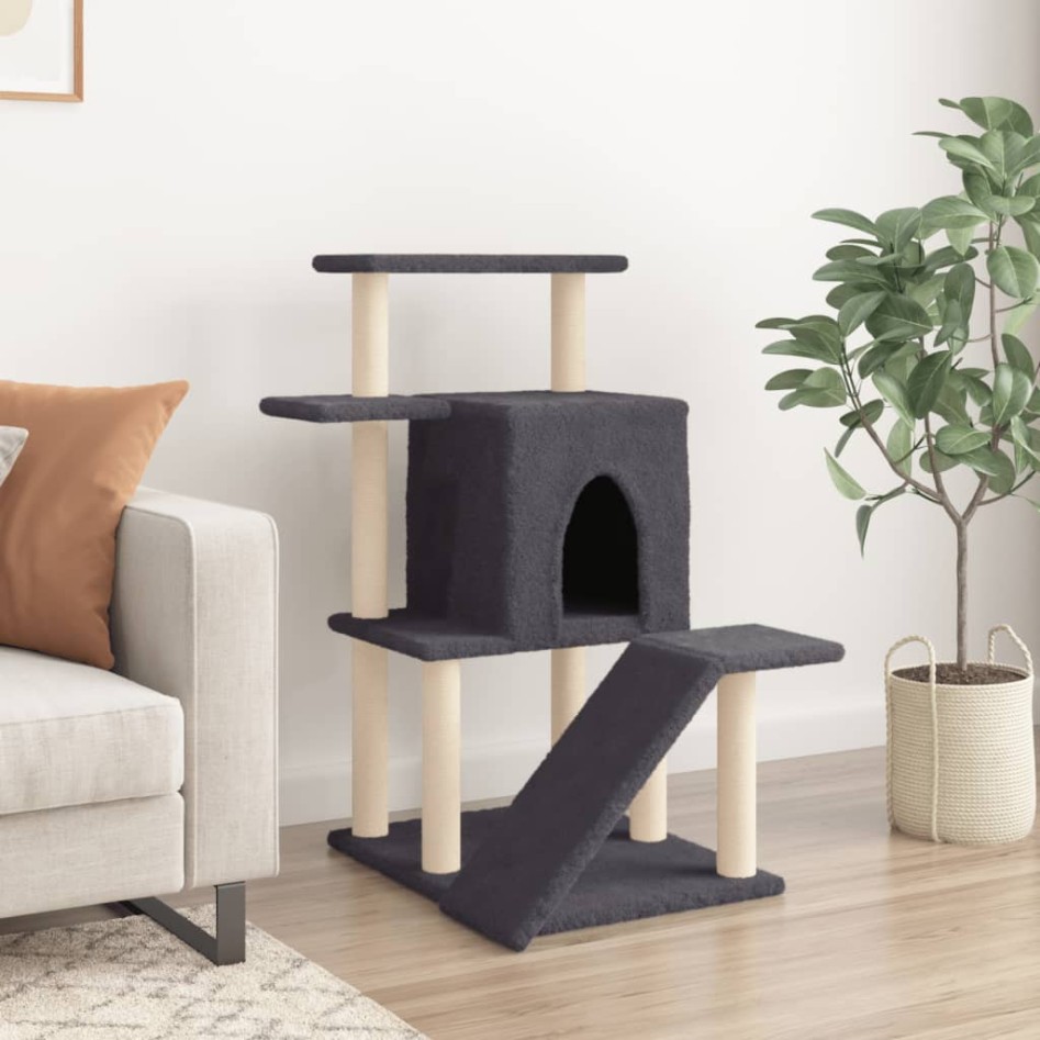 Rascador para gatos con postes de sisal gris oscuro 97
