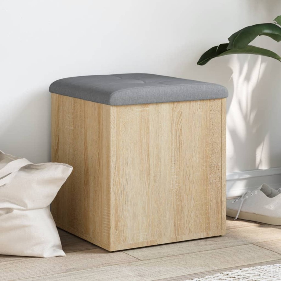 Banco con almacenaje madera ingeniería roble Sonoma 42x42x45