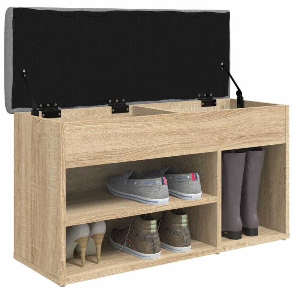 Banco zapatero madera de ingeniería roble Sonoma 82x32x45,5