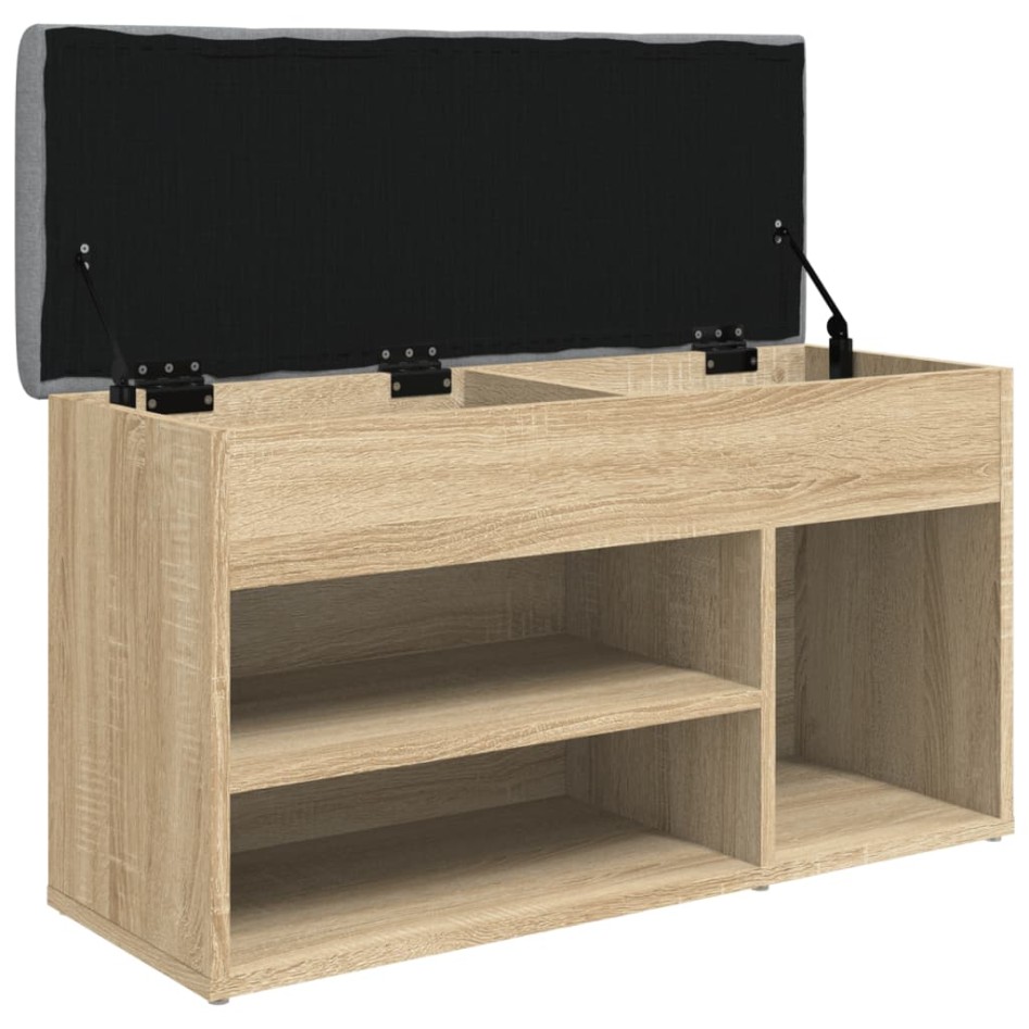 Banco zapatero madera de ingeniería roble Sonoma 82x32x45,5