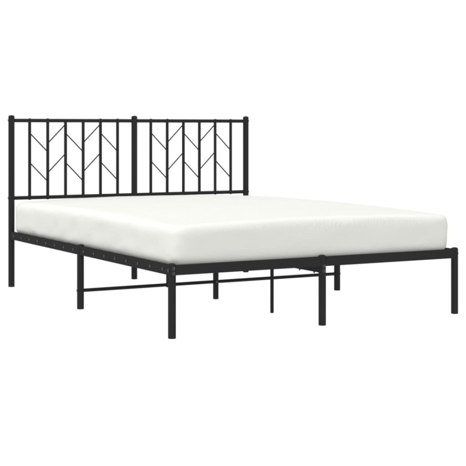 Estructura cama sin colchón con cabecero metal negro 135x190