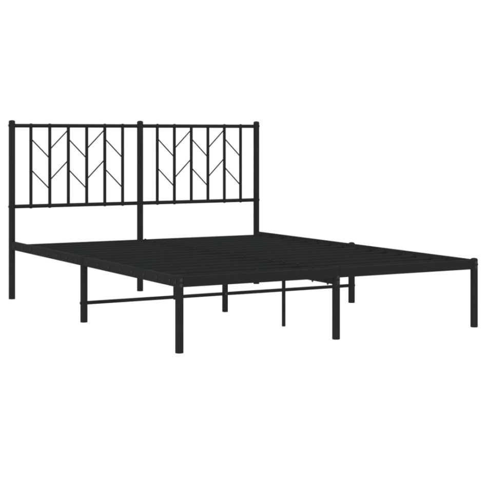 Estructura cama sin colchón con cabecero metal negro 135x190