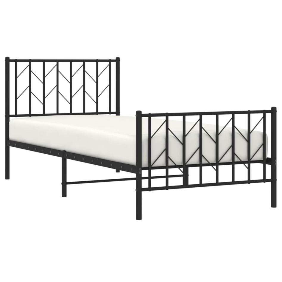 Estructura cama sin colchón con estribo metal negro 90x200