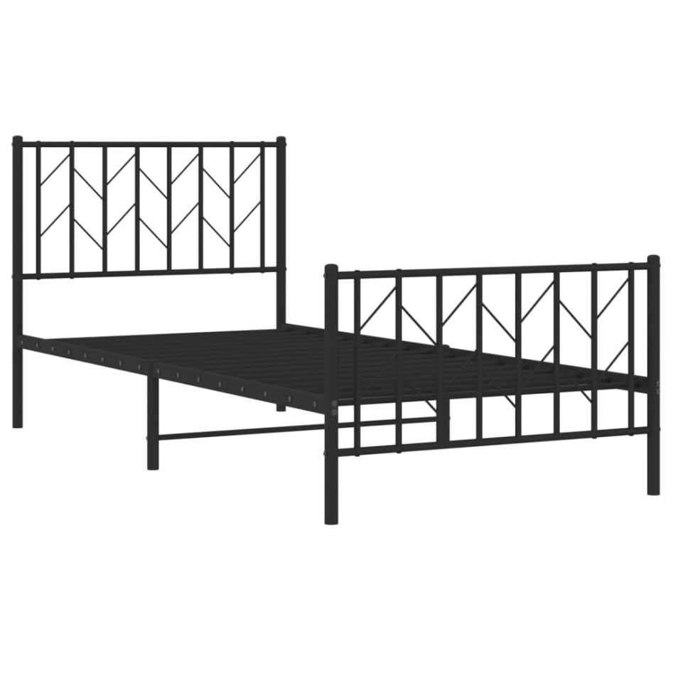 Estructura cama sin colchón con estribo metal negro 90x200