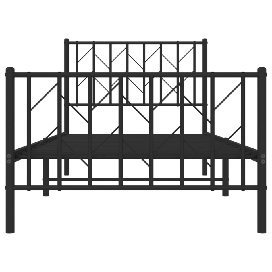 Estructura cama sin colchón con estribo metal negro 90x200