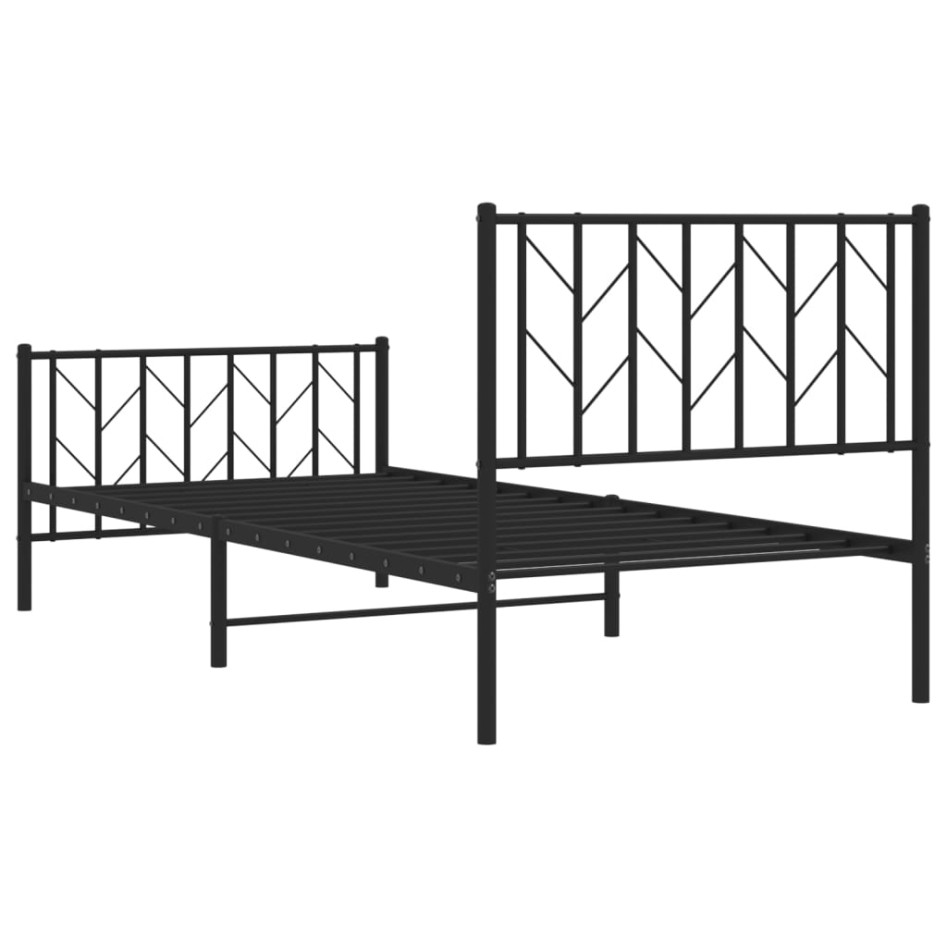 Estructura cama sin colchón con estribo metal negro 90x200