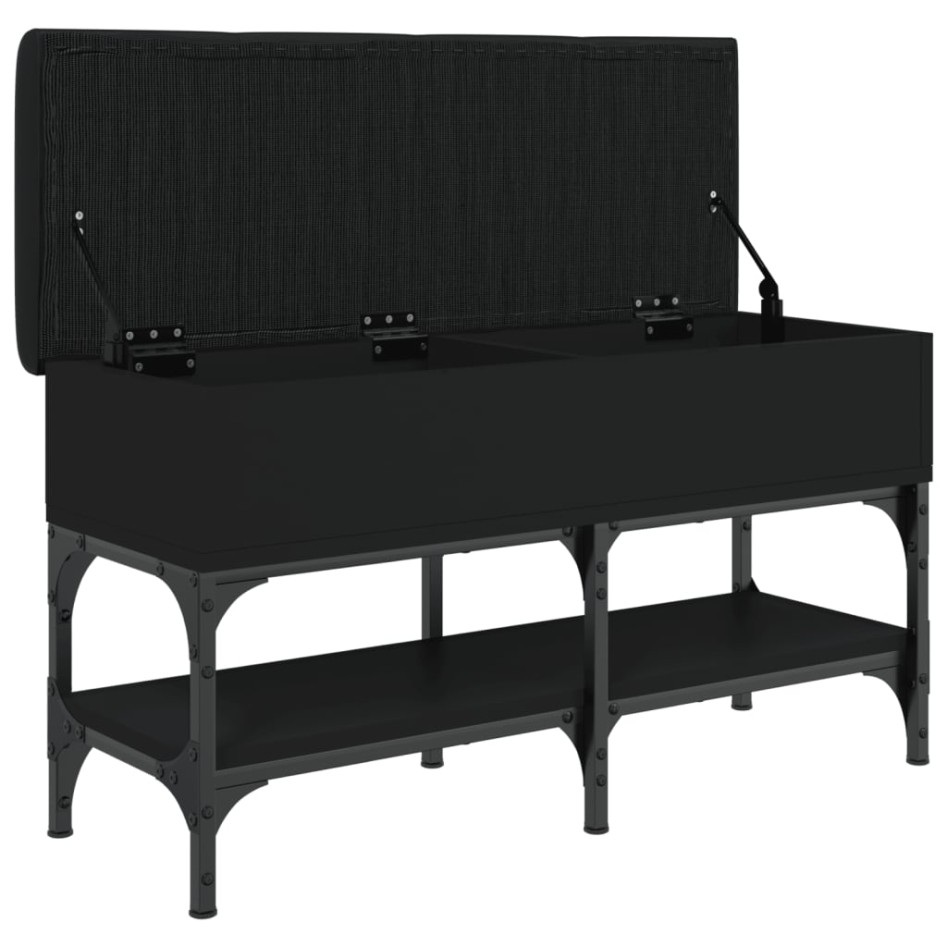 Banco zapatero madera de ingeniería negro 82x32x45