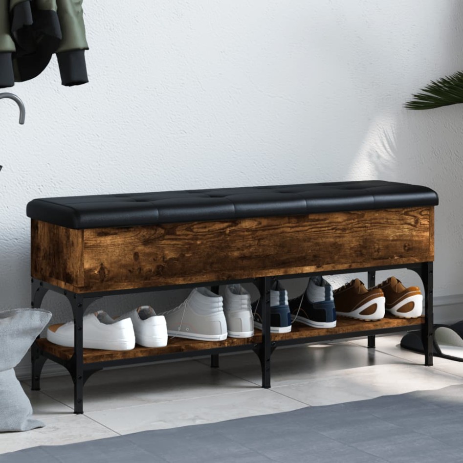 Banco zapatero madera de ingeniería roble ahumado 102x32x45