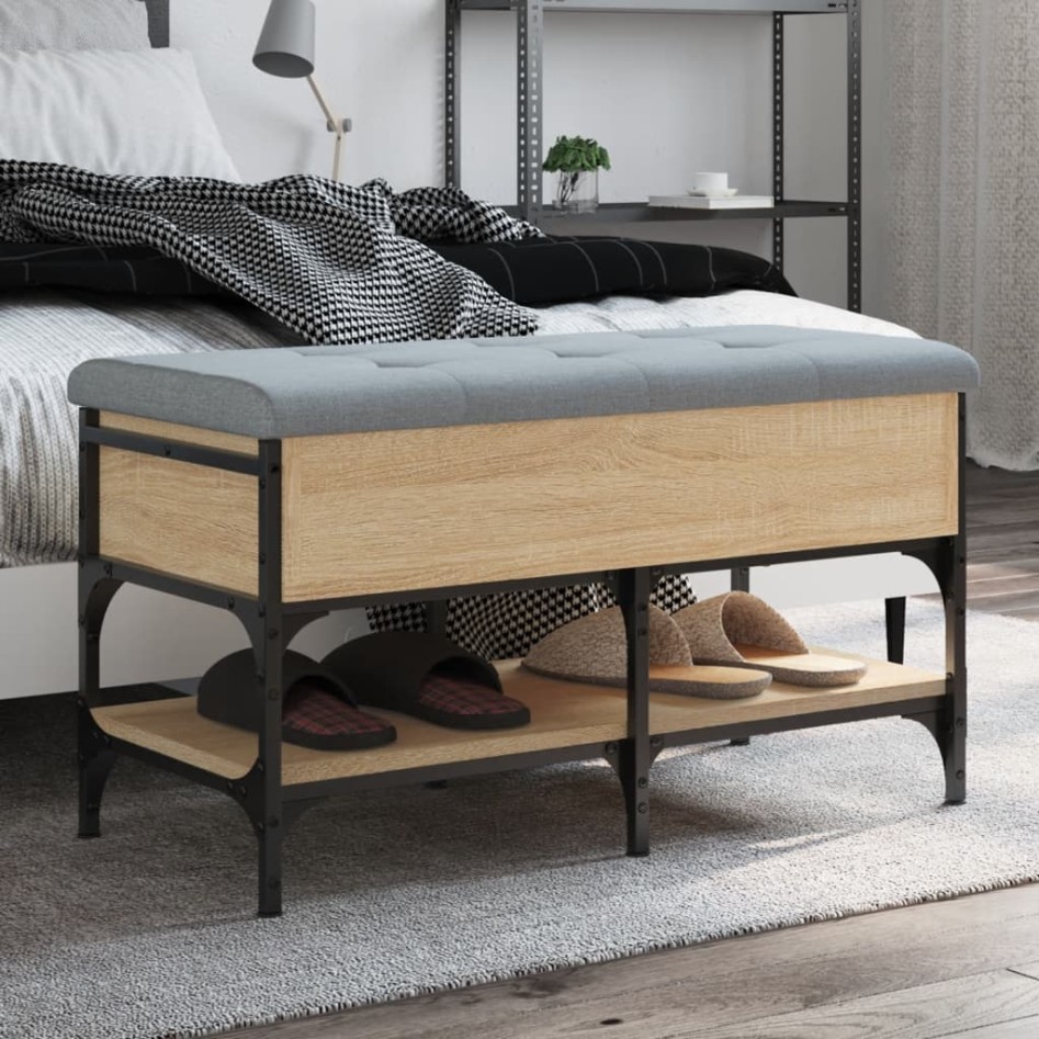 Banco zapatero madera de ingeniería roble Sonoma 82x42x45