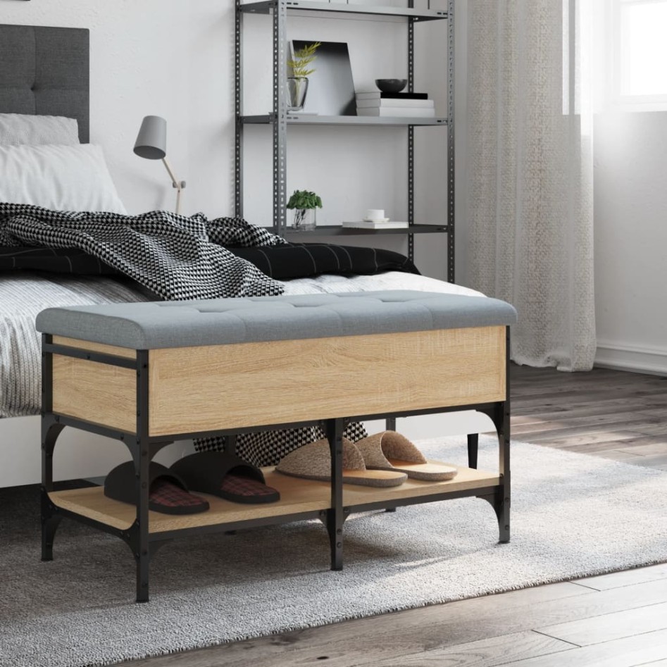 Banco zapatero madera de ingeniería roble Sonoma 82x42x45